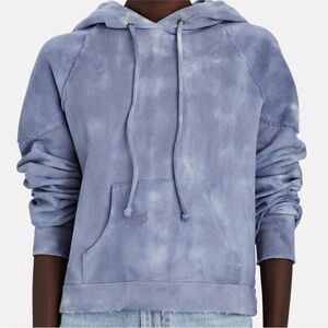 Love Shack Fancy Washed Denim Anarosa Distressed Hoodie Sweatshirt Small